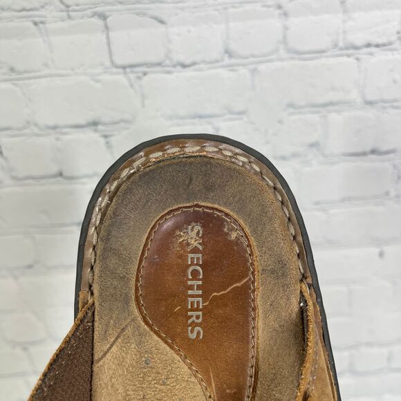 Skechers Sandals Sliders Women’s Size 10 Brown Leather 90's Y2K Chunky Platform - Picture 9 of 12